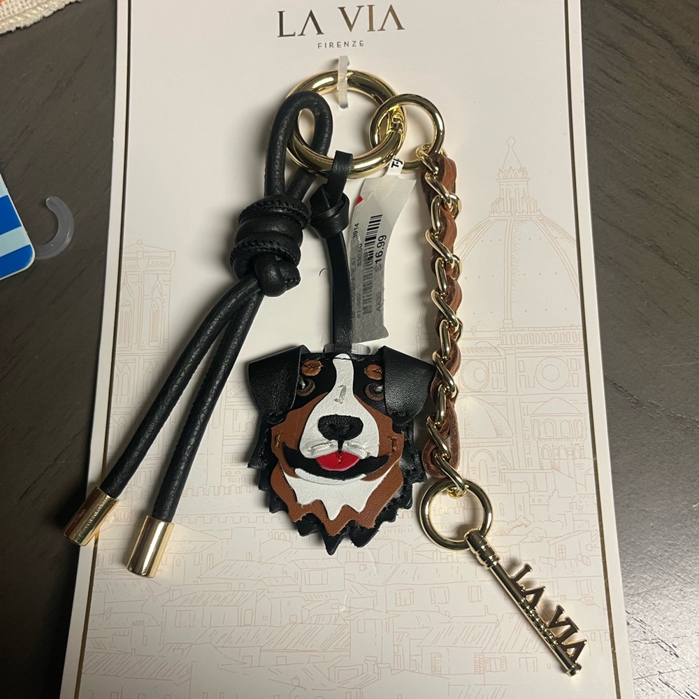 Dog Face Keychain with Gold Chain - Picture 2 of 2